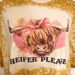 Heifer Please Sublimated Bleach Dye Handmade Graphic Tee